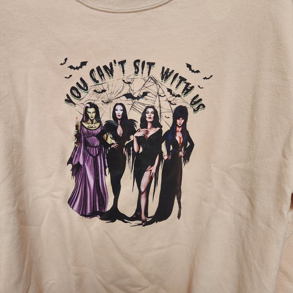 Jerzees NuBlend Spooky Queens You Cant Sit With Us Sweatshirt Elvira Morticia L
